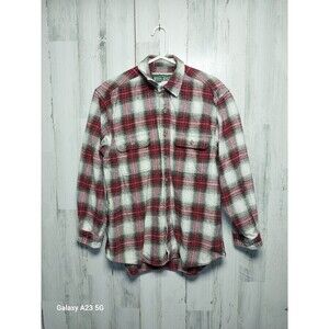 Vintage FIELD & STREAM Heavyweight Flannel Shirt Red Plaid Large Men's